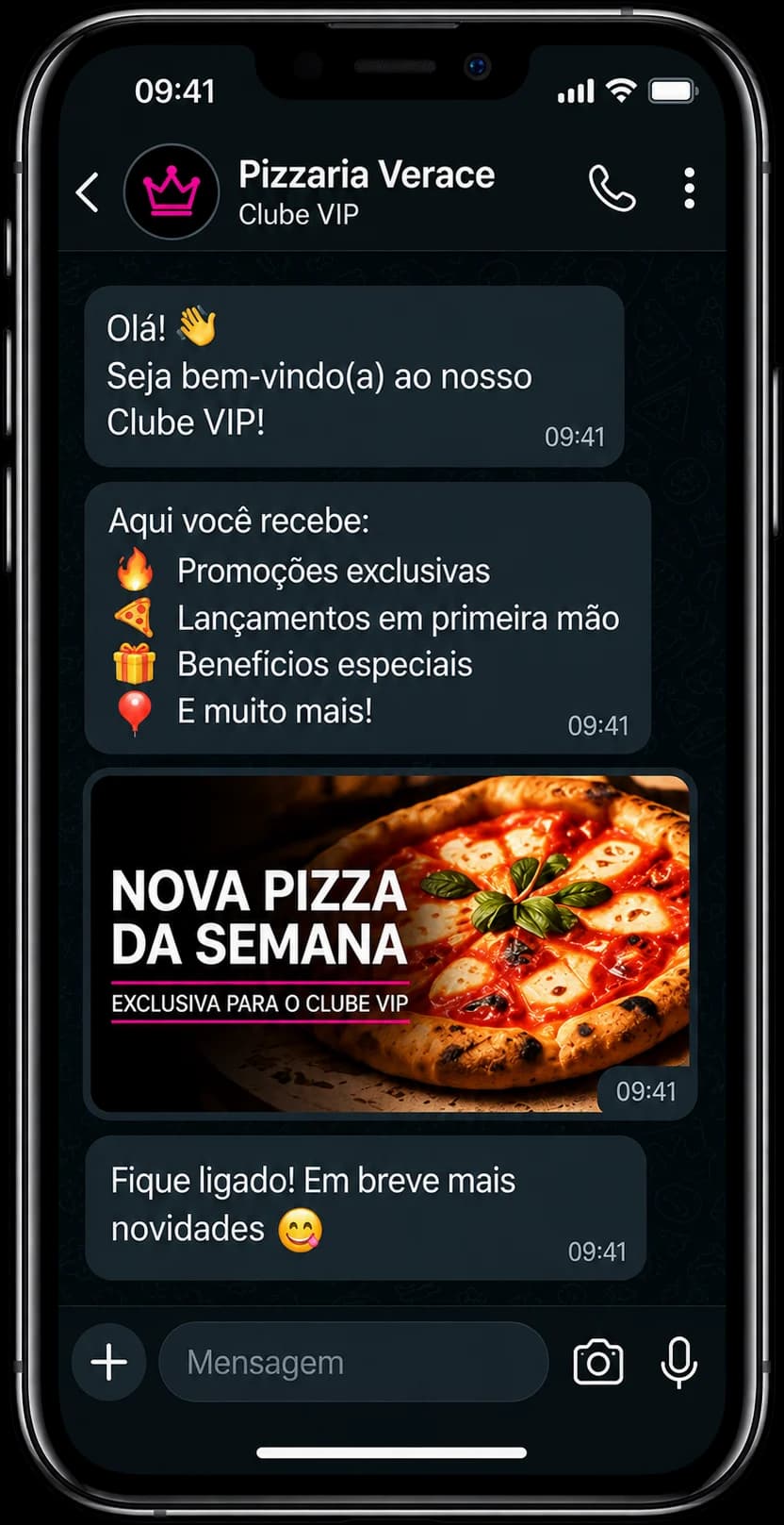 Tela real do Clube VIP no celular — cadastro do cliente com benefícios exclusivos