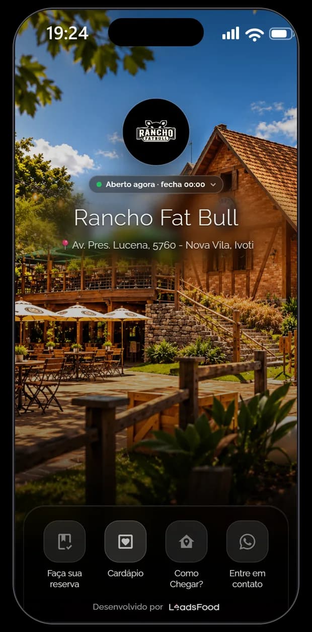 Mini site do Rancho Fat Bull na LeadsFood